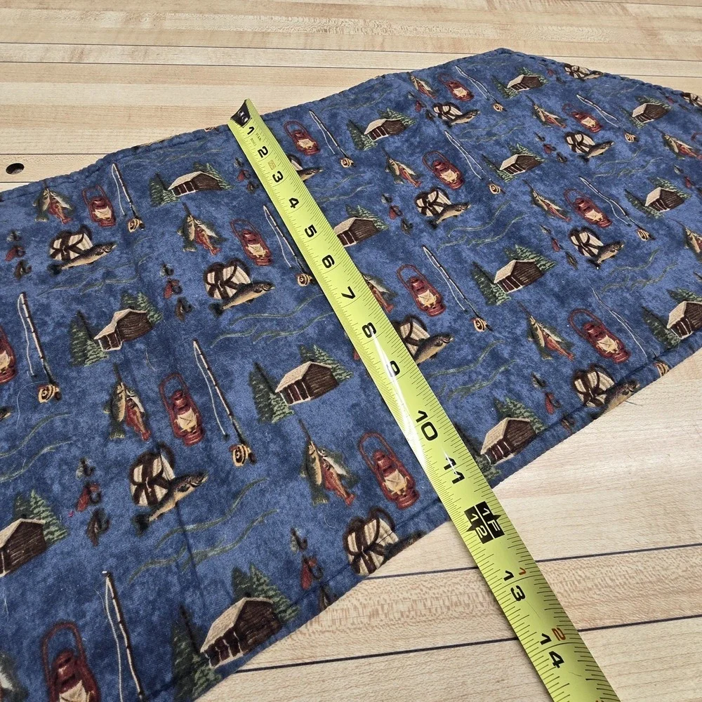 Vintage Handmade Quilted Table Runner Lodge Fishing Cabin‎ Moose Blue 11.5